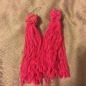 Hot Pink Tassel Earrings